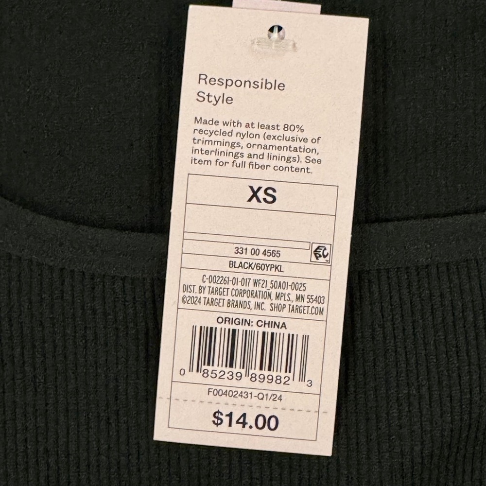 Wild Fable Crop Top Womens XS Black NEW Seamless Ribbed Square Neck Short Sleeve - Picture 3 of 7